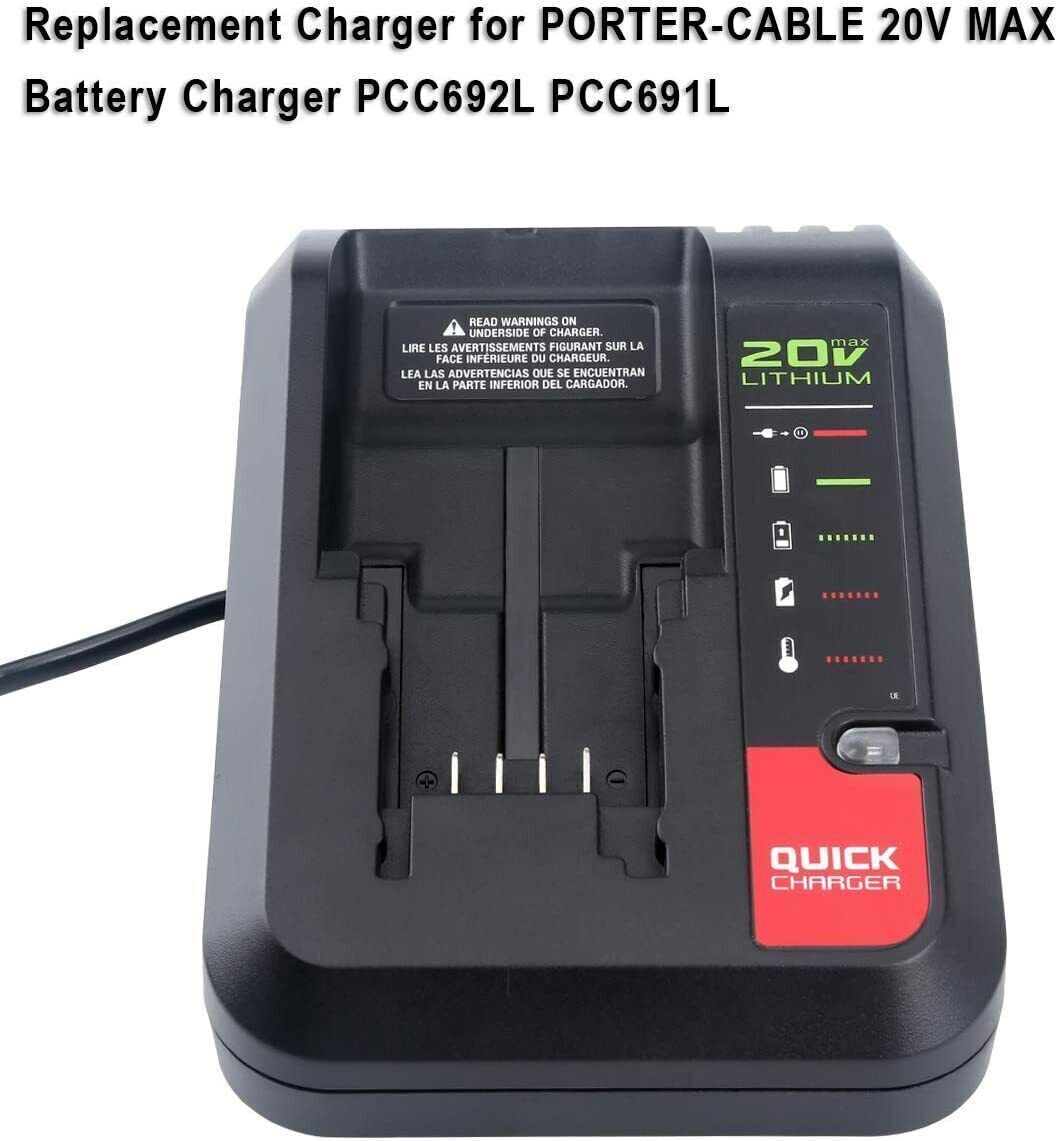 2PACK for PORTER CABLE 20V 20 Volt Lithium Battery / Charger Max PCC680L PCC685L