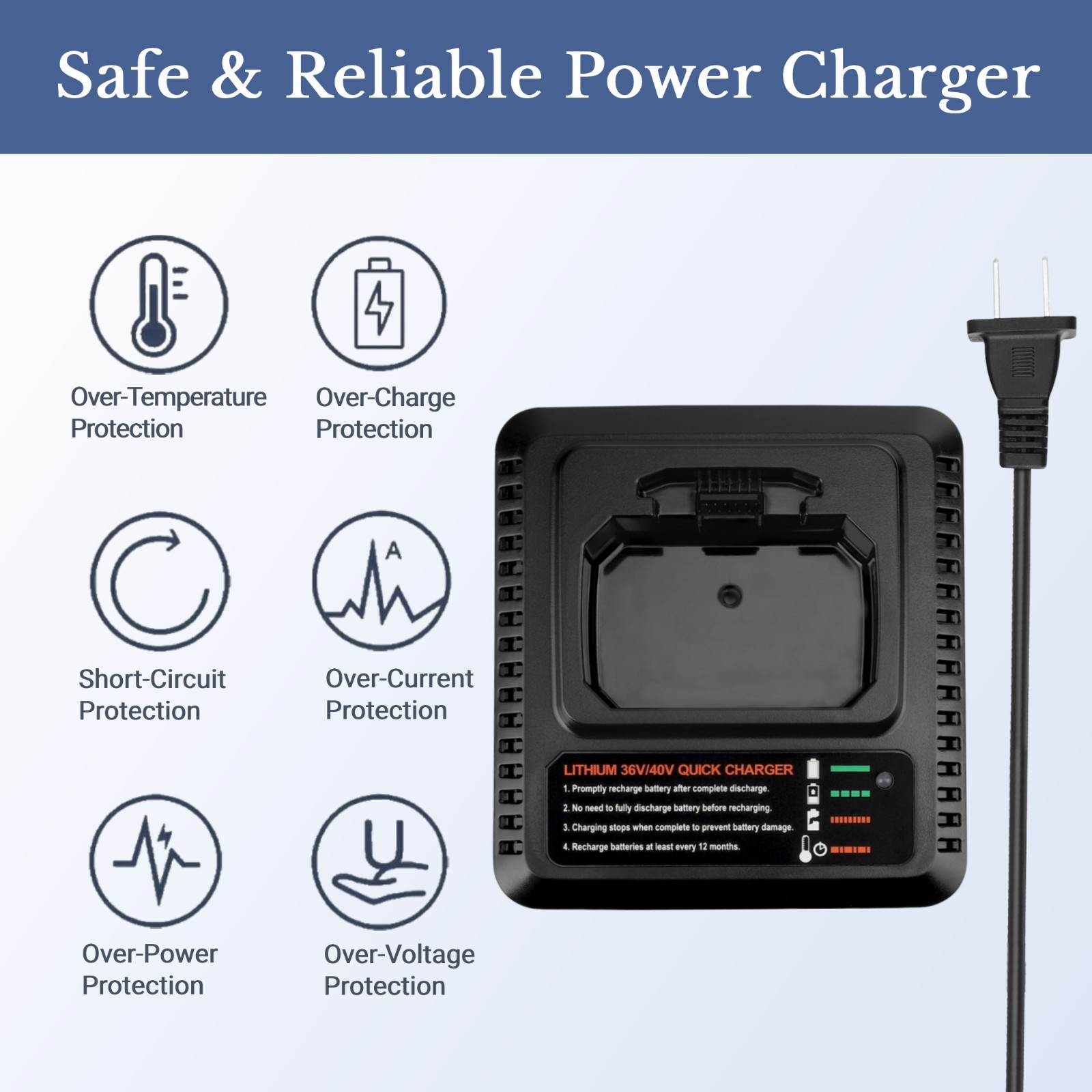 Replace Black & Decker Charger LCS36 LCS40 Compatible with 36V/40V Battery