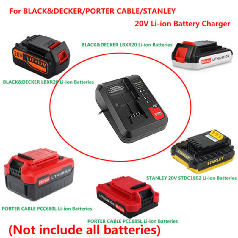 1x PORTER CABLE&BLACK&DECKER 10.8V-18V/20V(Max) Li-ion Battery 2.0A Fast Charger