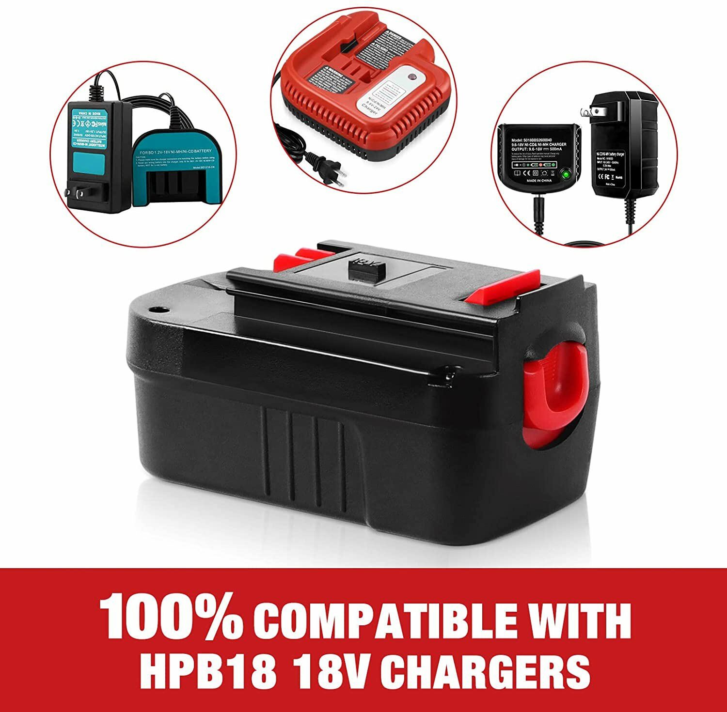 2Pack 18V Battery for Black&Decker HPB18 HPB18-OPE2 Firestorm 244760-00 FS18BX