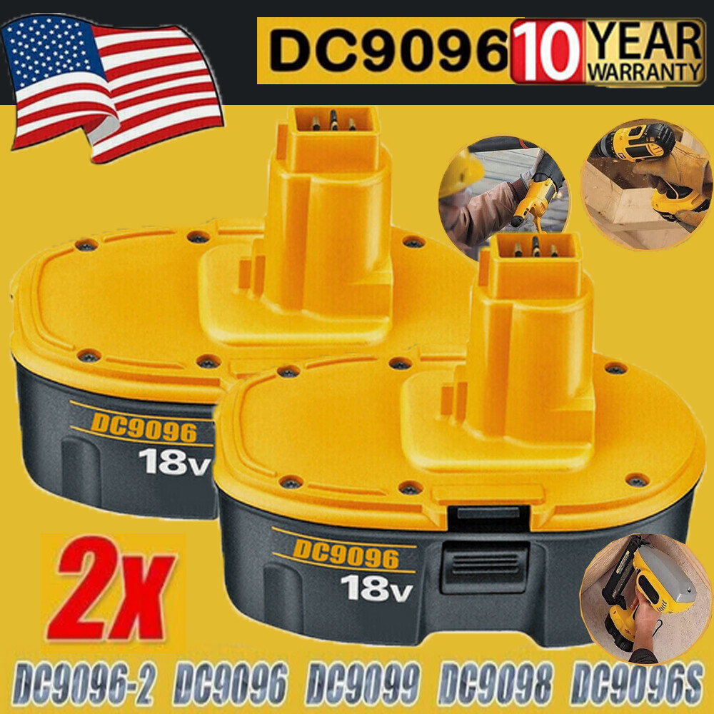 2 PACK 18V For Dewalt 18 VOLT DC9096 DC9098 Ni-MH Battery DC9099 NEW 4.0Ah 4.8AH