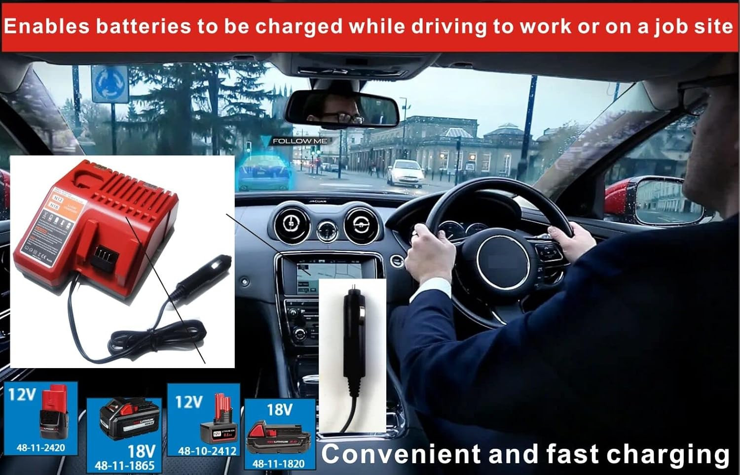 Compaitble with Milwaukee 48-59-1810 Lithium Ion Vehicle Charger,Car Battery Cha