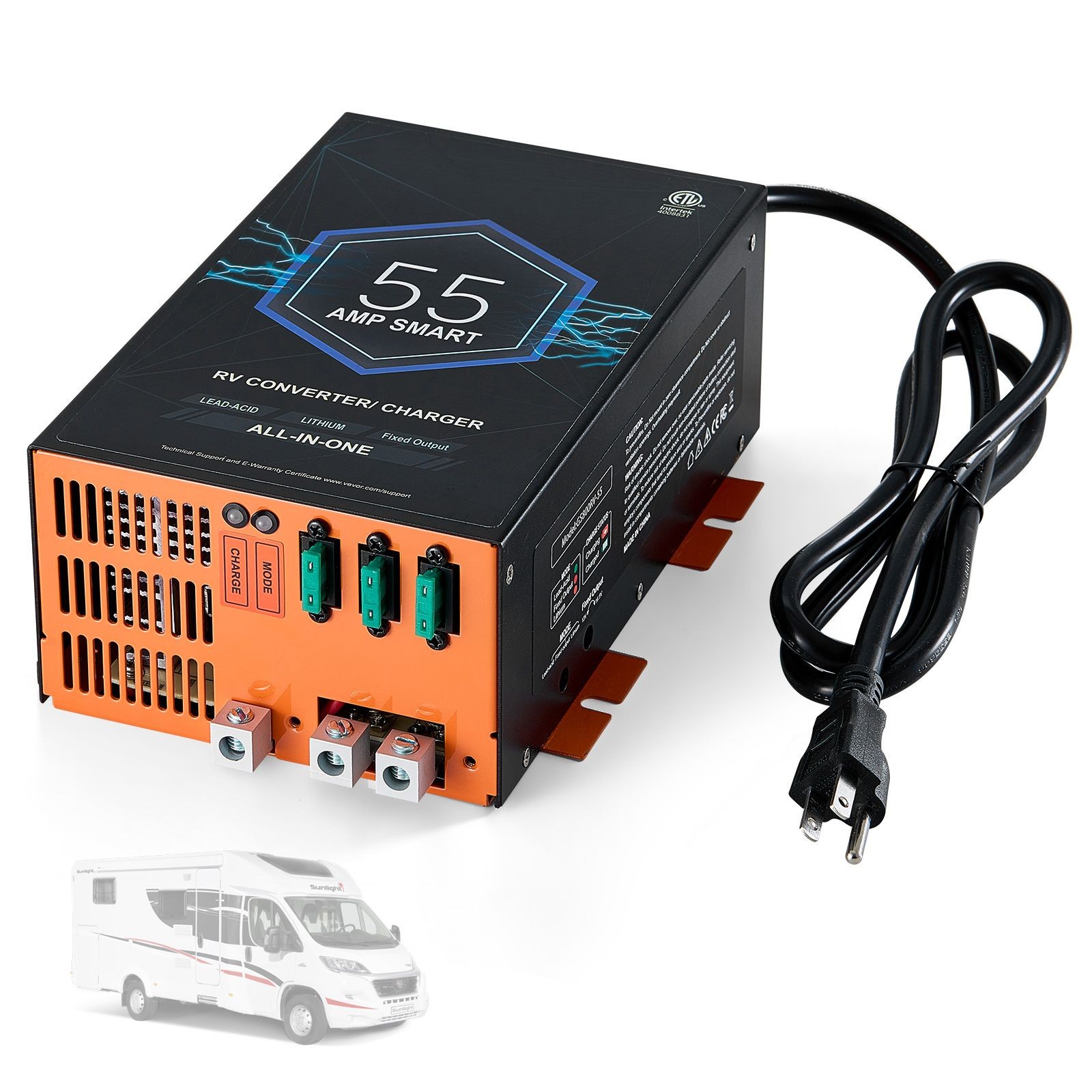 RV Converter, 55 Amp, 110V AC to 12V DC RV Power Converter Battery Charger with