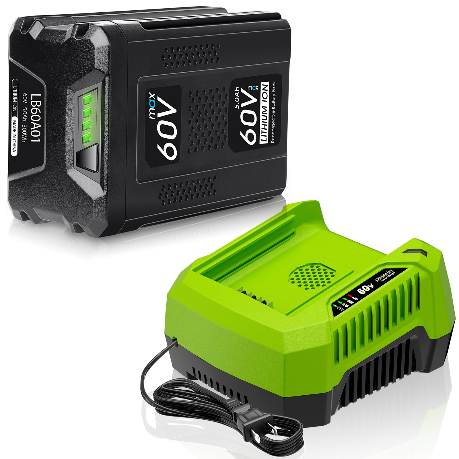 5.0Ah Battery + 6A Rapid Charger Kit For Greenworks 60V LB60A03 LB60A02 LB60A00