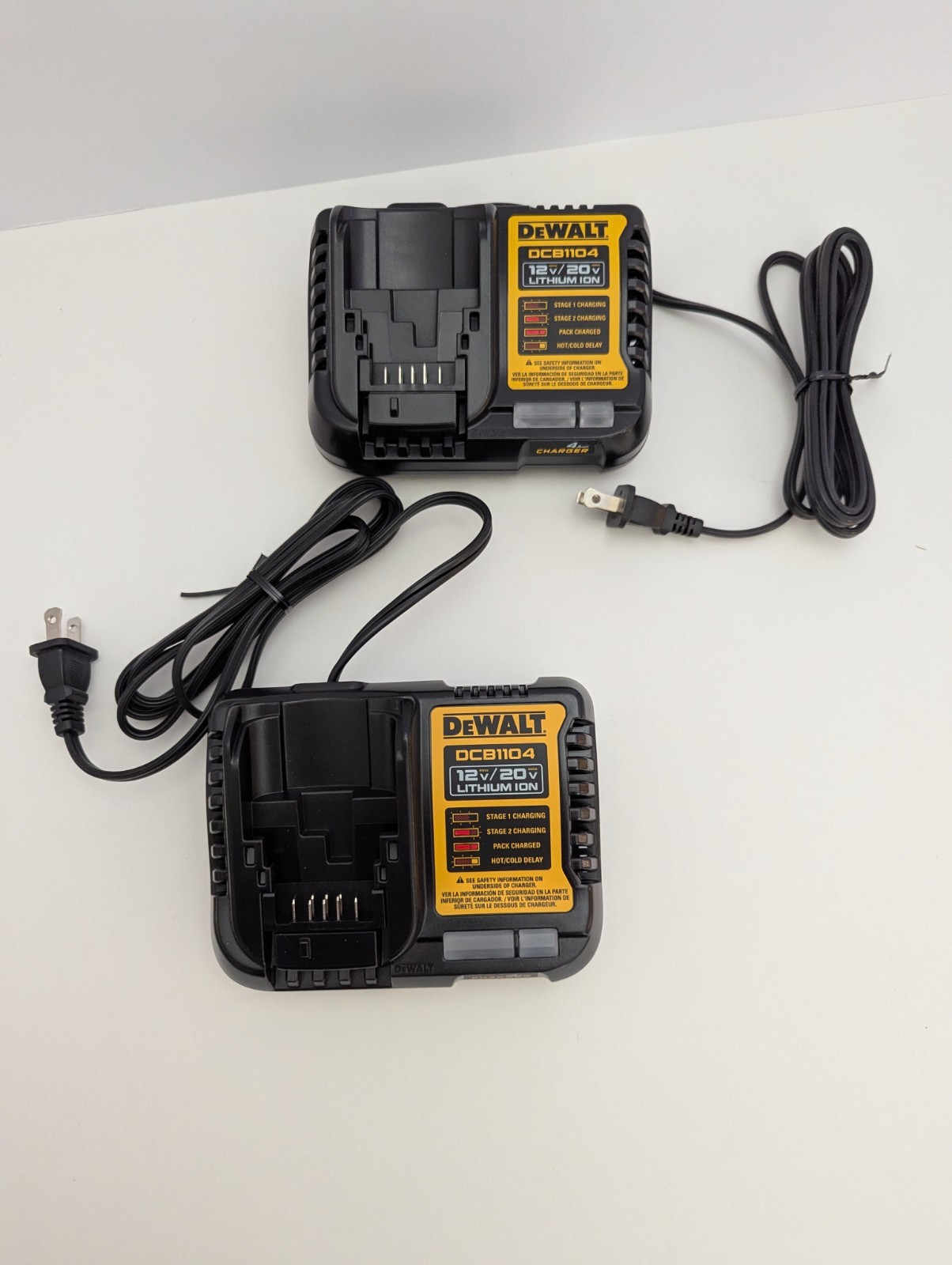 2x NEW DeWALT 4-Amp Battery Charger 12V & 20V Volt MAX Li Ion DCB1104 20 Volt