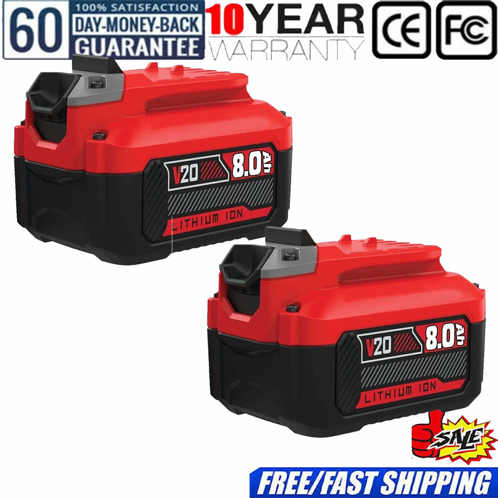 2 Pack 8.0Ah For Craftsman V20 20V MAX Lithium Battery CMCB204 CMCB202 CMCB206