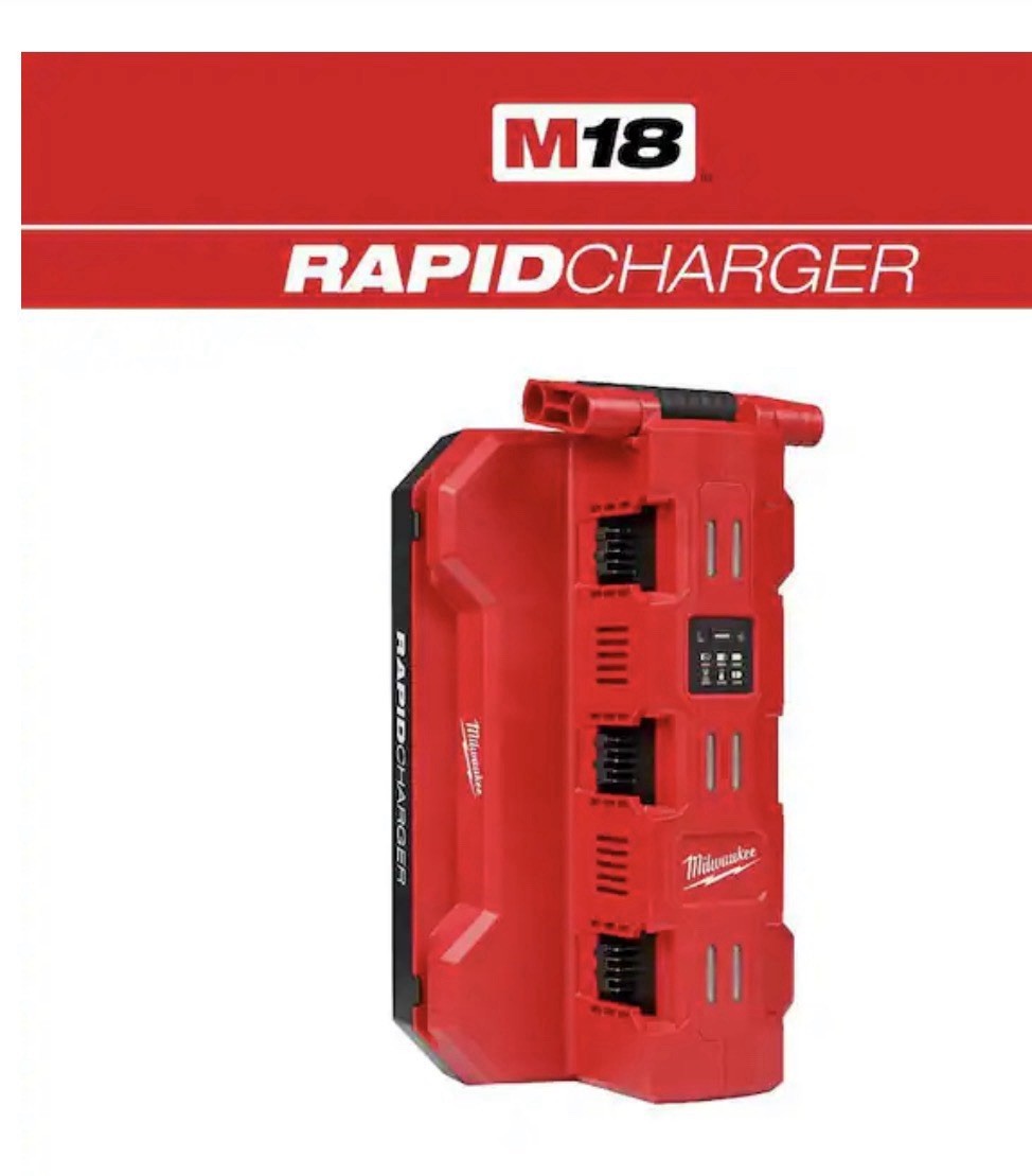 Milwaukee M18 Six Bay Daisy Chain Rapid Charger Plus (2) 12 Amp Forge Battery!