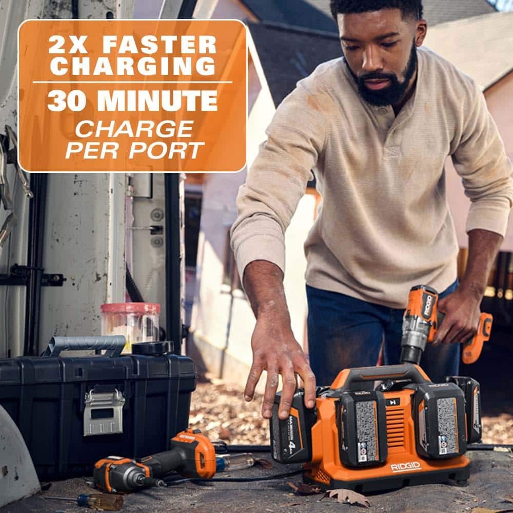 RIDGID 18V 6-Port Sequential Charger
