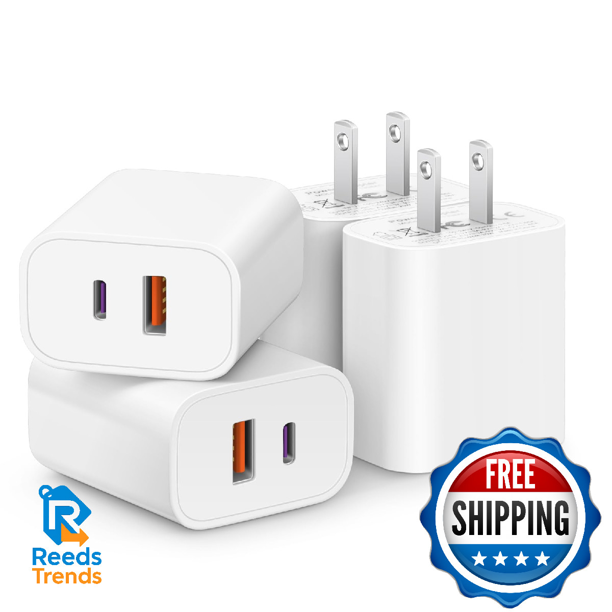 Cxx 4 Pack Usb C Charger Block Charging Multiport Adpater Pd 20W Qc 3.0 Usb-A