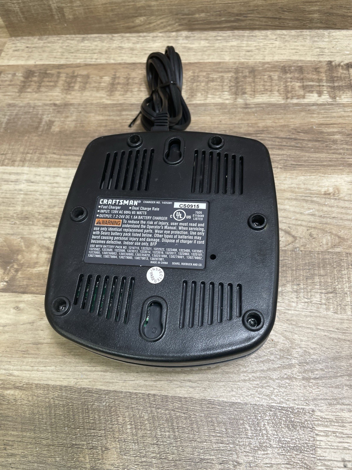Craftsman BATTERY CHARGER OEM 1 Hour Fast 7.2V 12V 18V 19.2V 24V 1425301 Tested