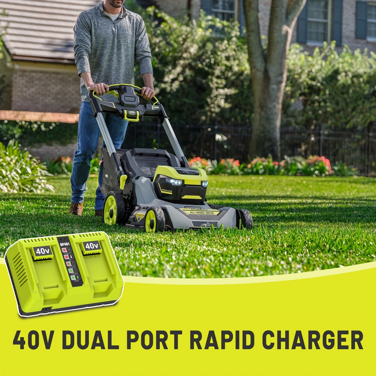 40V Dual Port Rapid Charger for Ryobi Lithium-ion Battery OP401 OP4060 OP4050