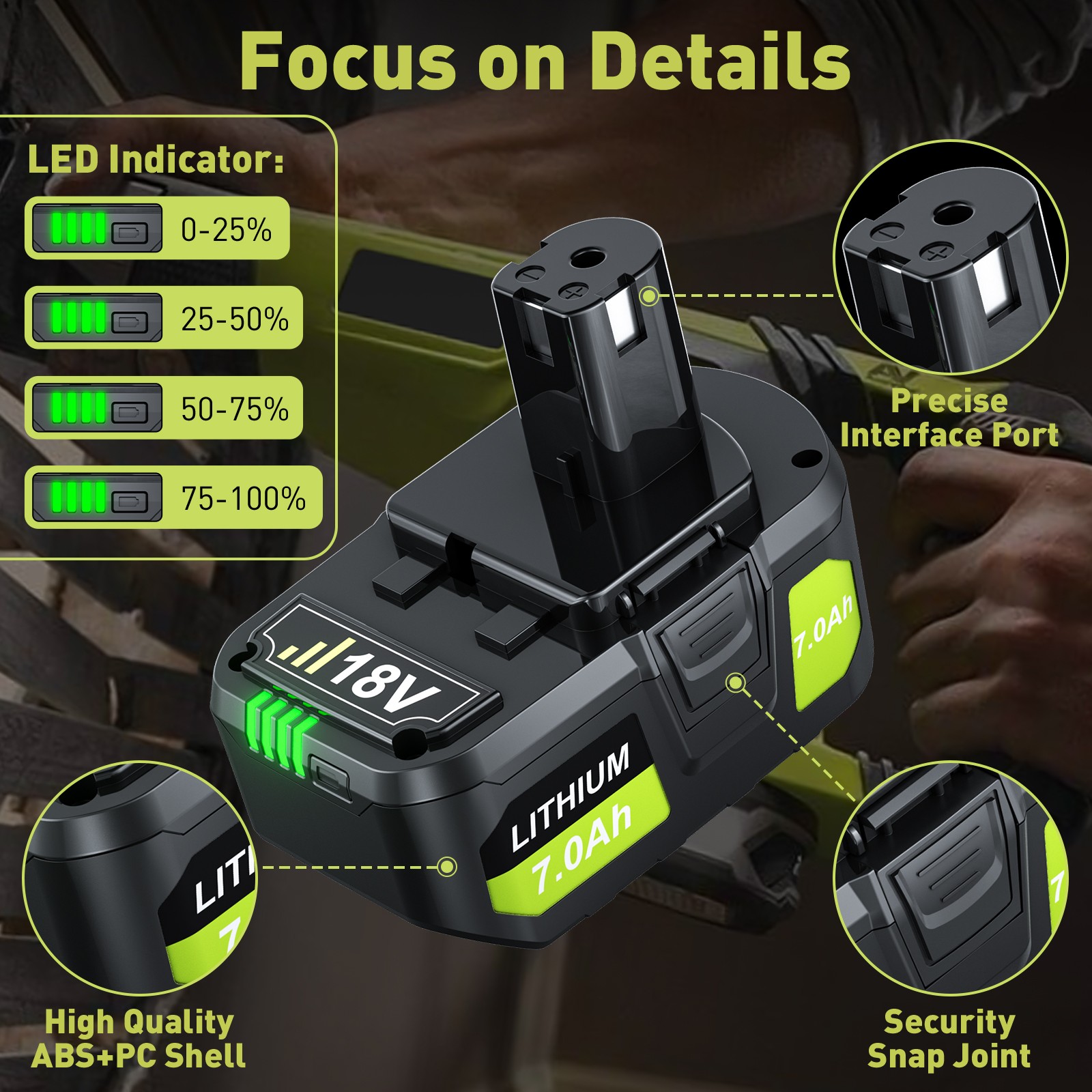 1-2X 8.0Ah For RYOBI P108 18V PBP003 Lithium-ion ONE Plus Battery PBP005 PBP006