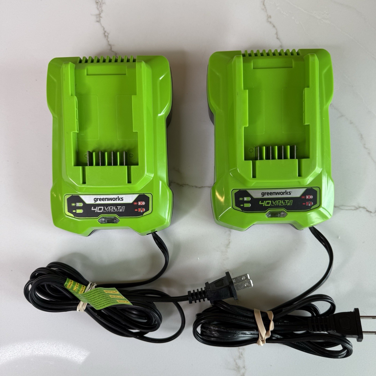 2 Greenworks Wall Mount Battery Chargers with Diagnostic LED AG801 40V 2 Amp