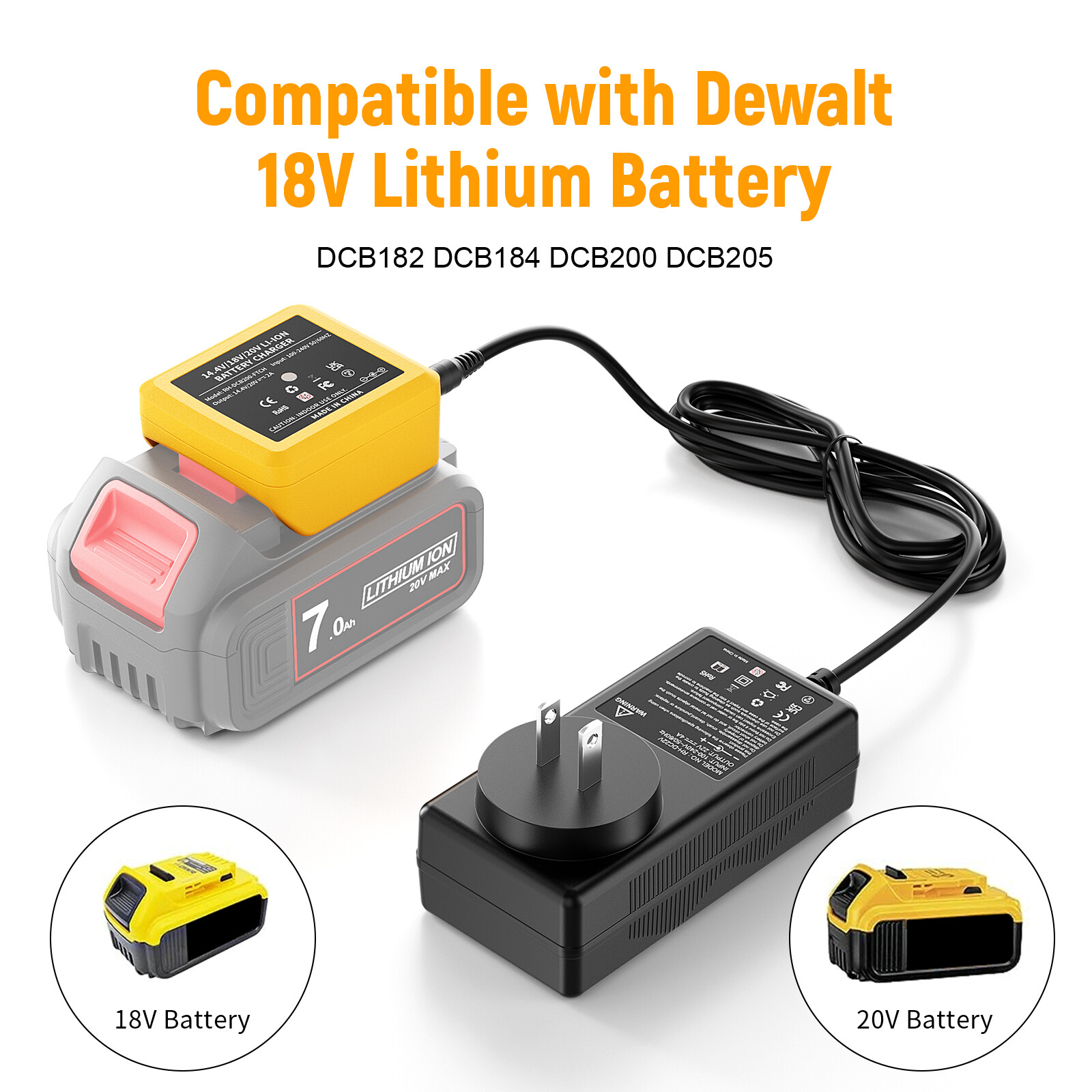 For DEWALT 20V 20 Volt MAX Li-Ion Battery DCB206 Charger Replaces DCB115 DCB112