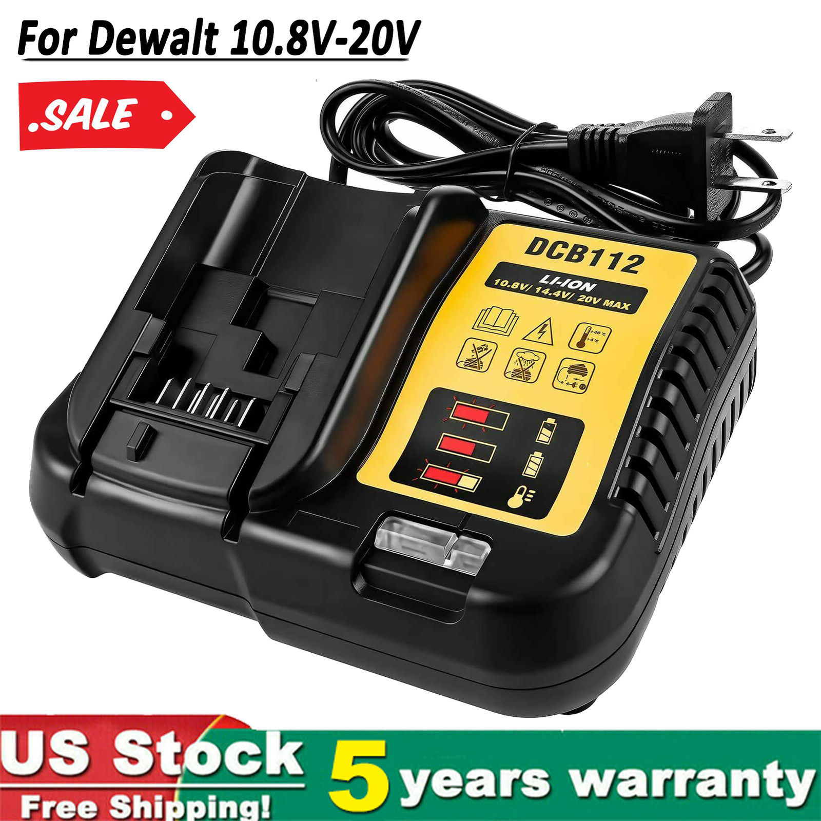New Charger for DEWALT DCB112 20V Max Lithium-Ion Battery DCB206 DCB200 DCB205