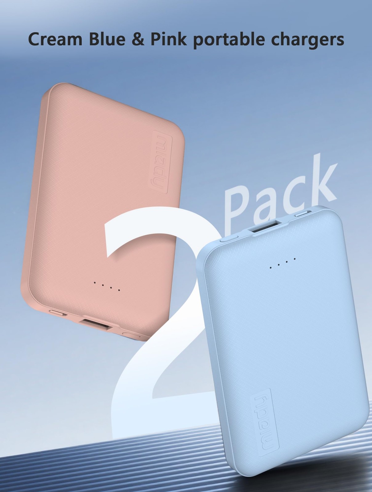 Miady 2-Pack 5000Mah Mini Portable Charger 5V 2.4A Usb-C Output Charging