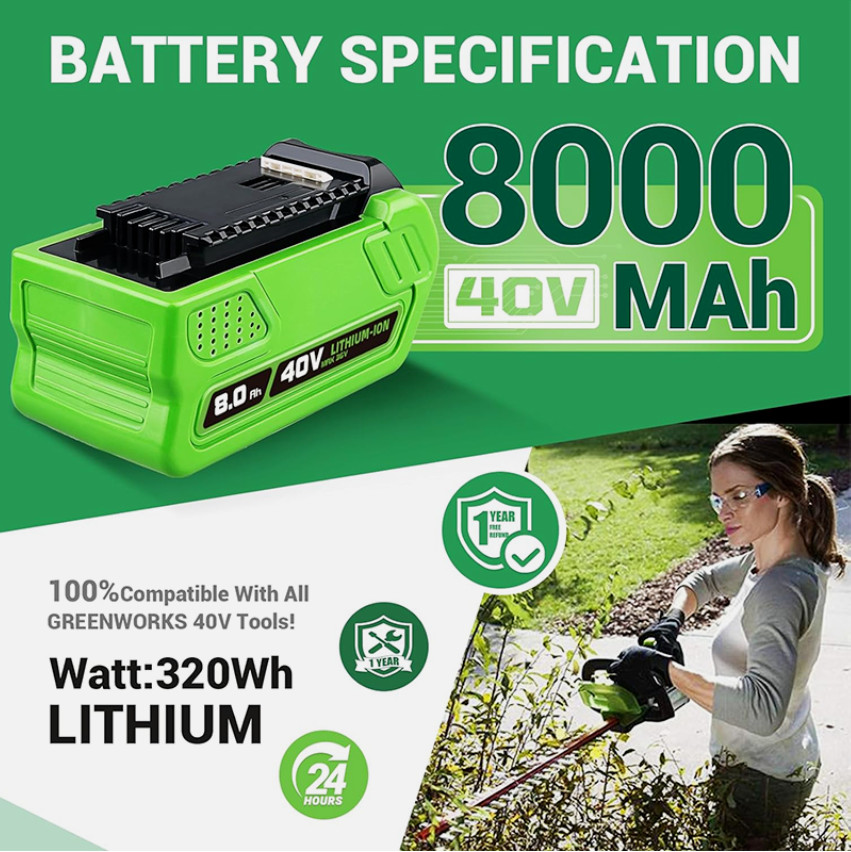2PACK For Greenworks G-MAX Lithium 8.0Ah Battery 29472 29462 29252 20202 40 Volt