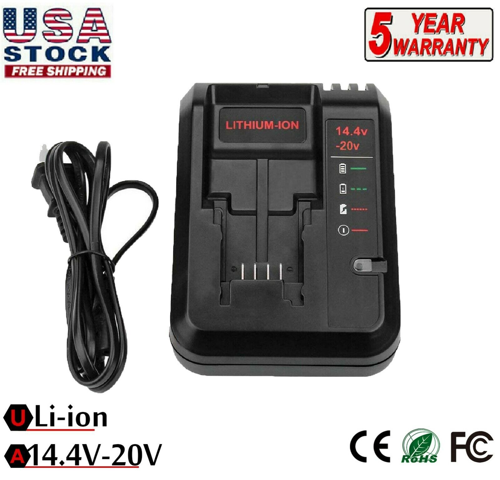 8.0Ah 20V Lithium-Ion Battery /Charger for Black and Decker 20 Volt LBX20 LBXR20