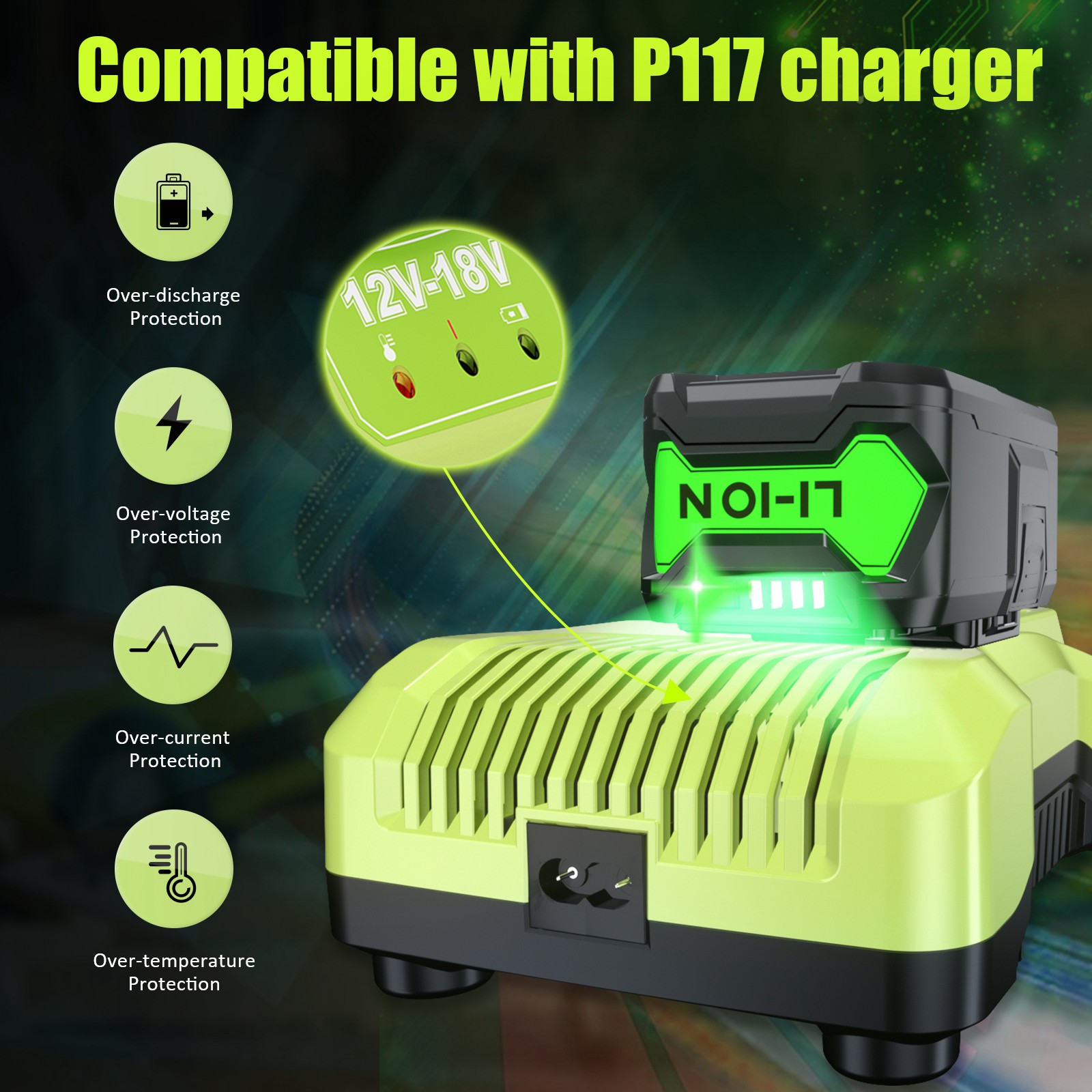 Rapid Fast Charger For RYOBI P108 18V One Plus High Capacity Li-ion (NO Battery)