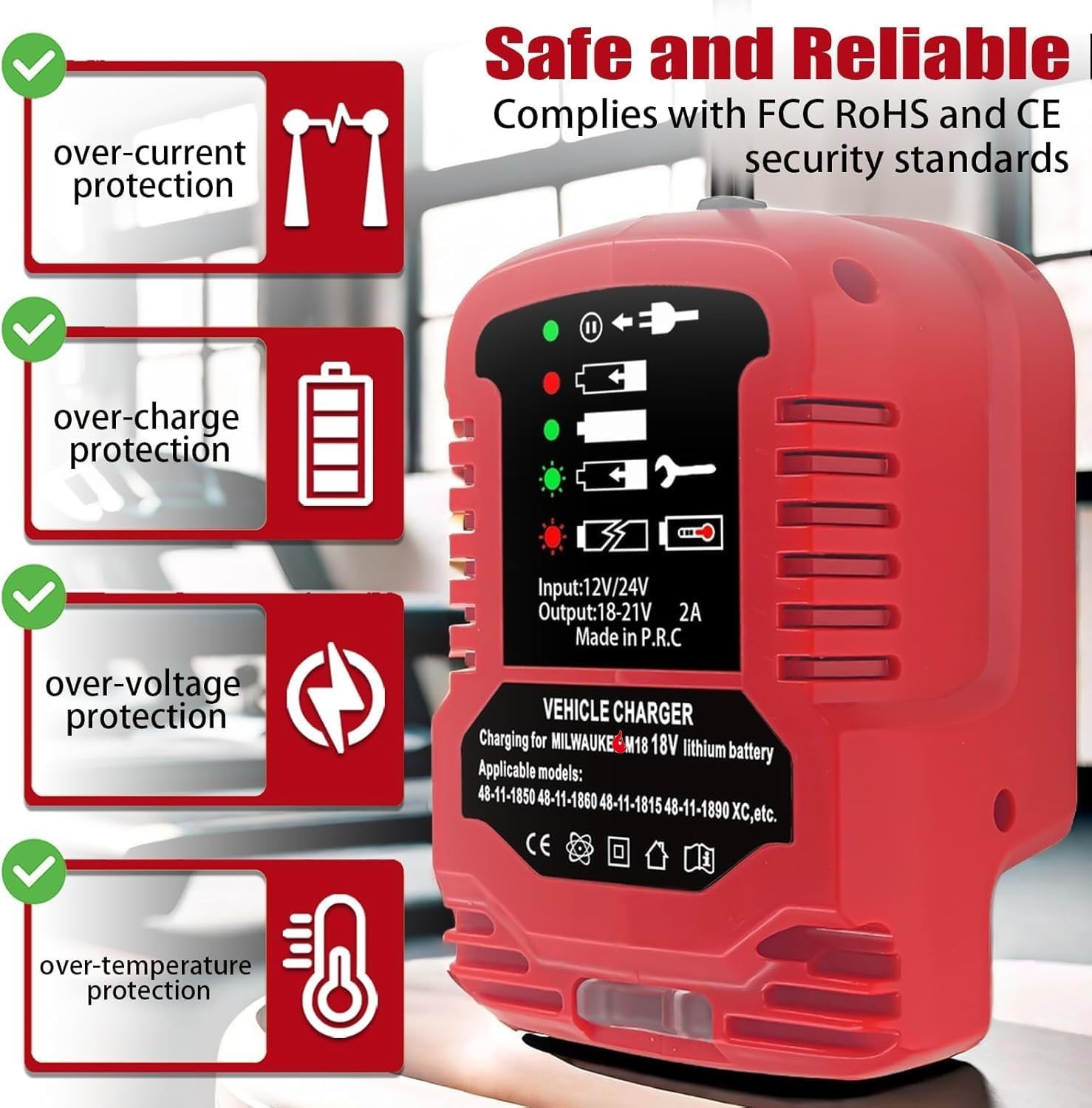 Car Battery Charger Replace For Milwaukee M-18 18V Lithium Ion Battery Charger