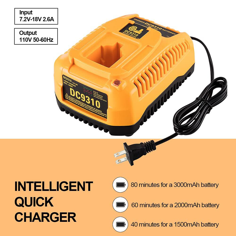 Newest DC9310 Charger for Dewalt 7.2V-18V NiCd/NiMh Battery DC9096 DC9098 US