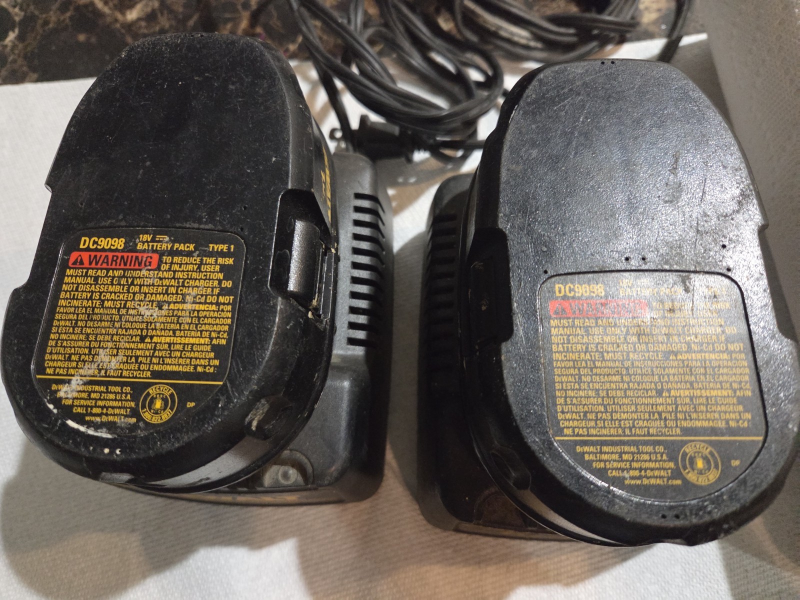 DEWALT DC9098 Power Tool Battery Charger (DW9116) with Battery – Black (2-Pack)