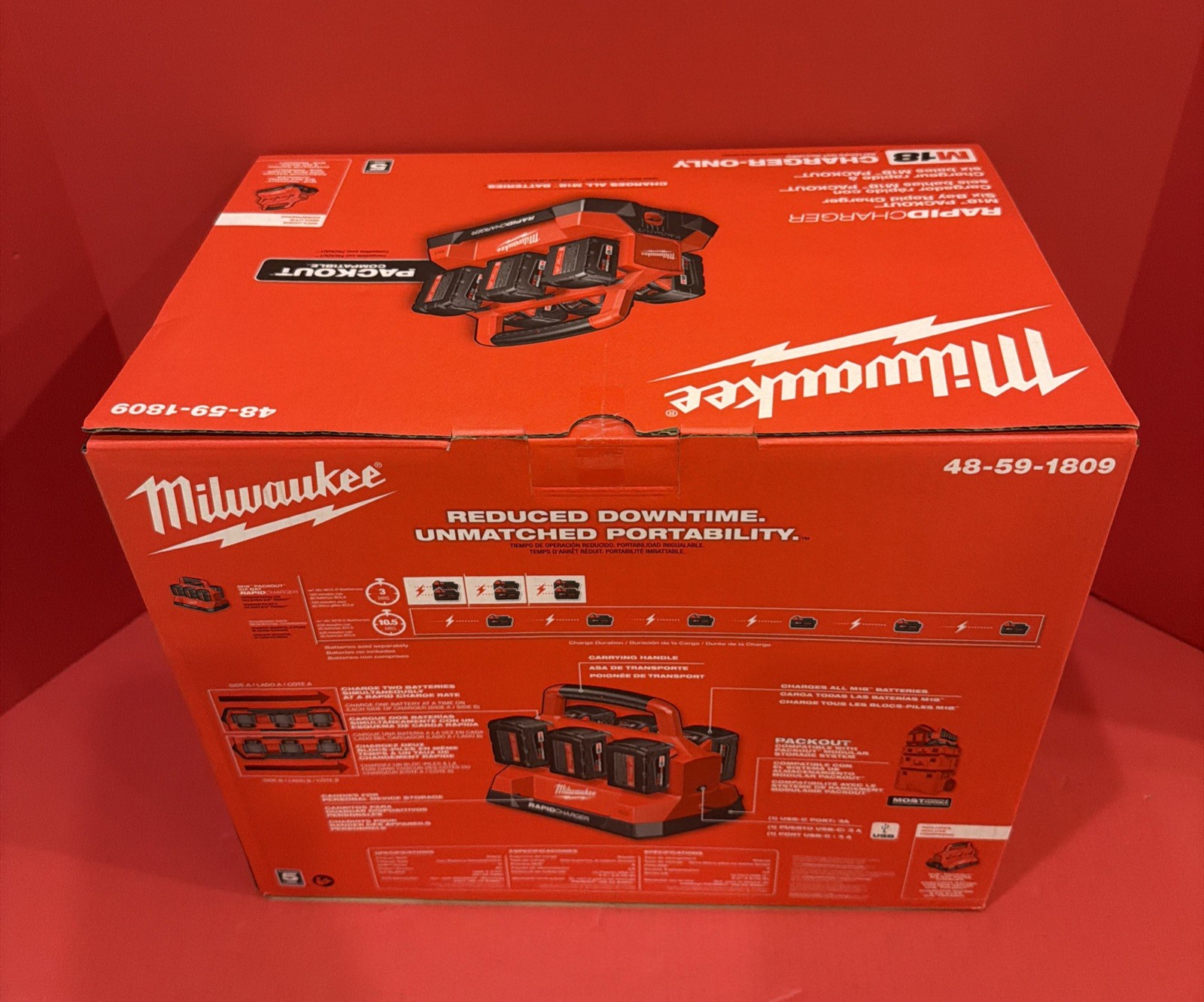 Milwaukee 48-59-1809 M18 18V Lithium-Ion Packout 6-Port Rapid Charger