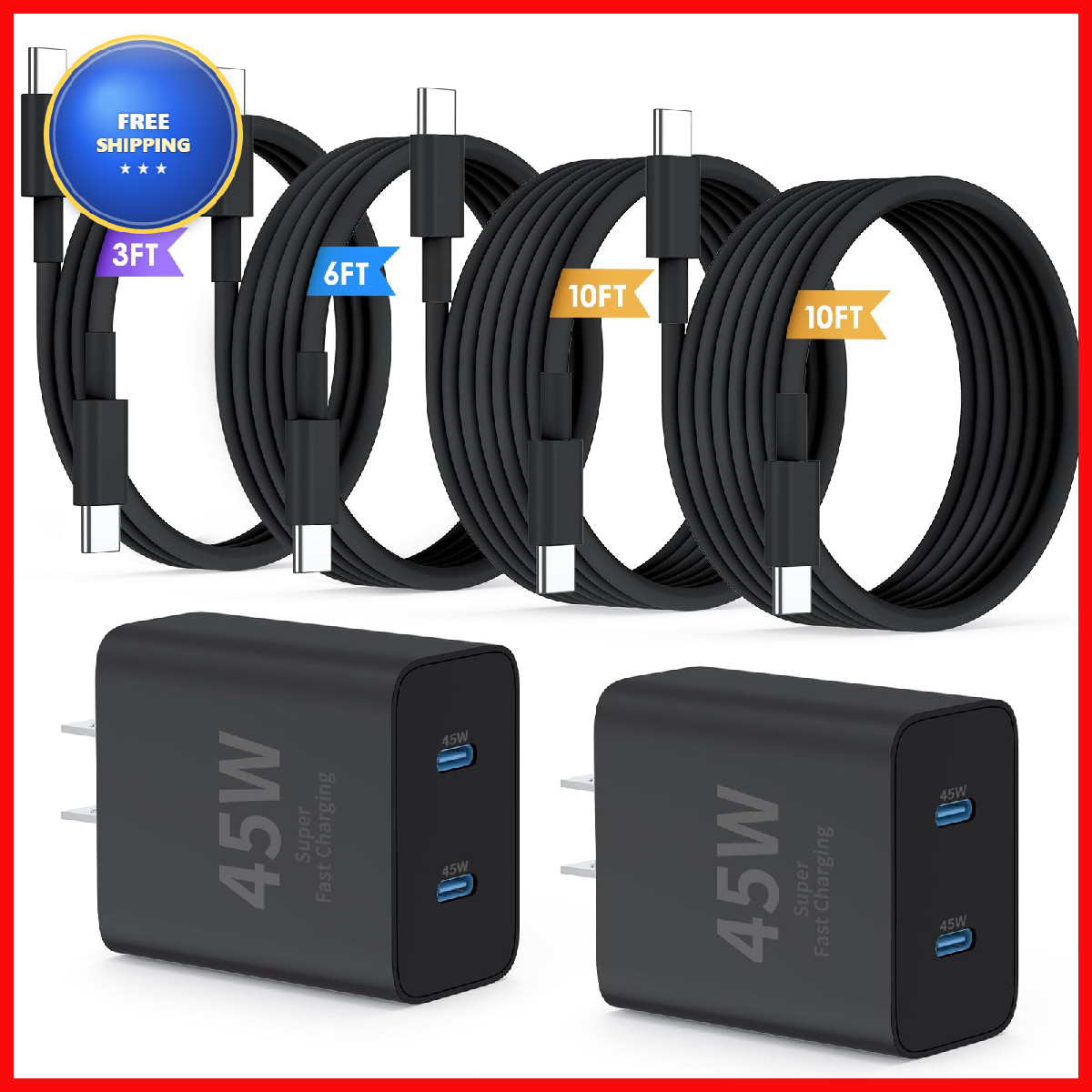 Qziiw Super Samsung Charger Type C45W Dual Port Usb C Charger Block 2-Pack