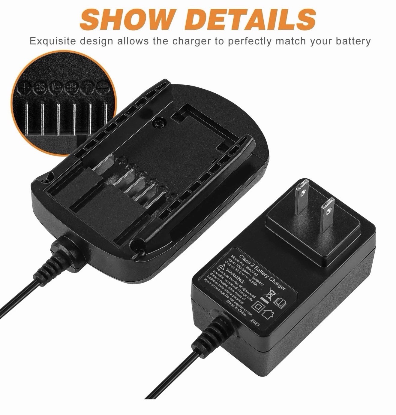 32V Replacement Charger Worx WA3740 WA3537 Lithium Battery black Mechanicants