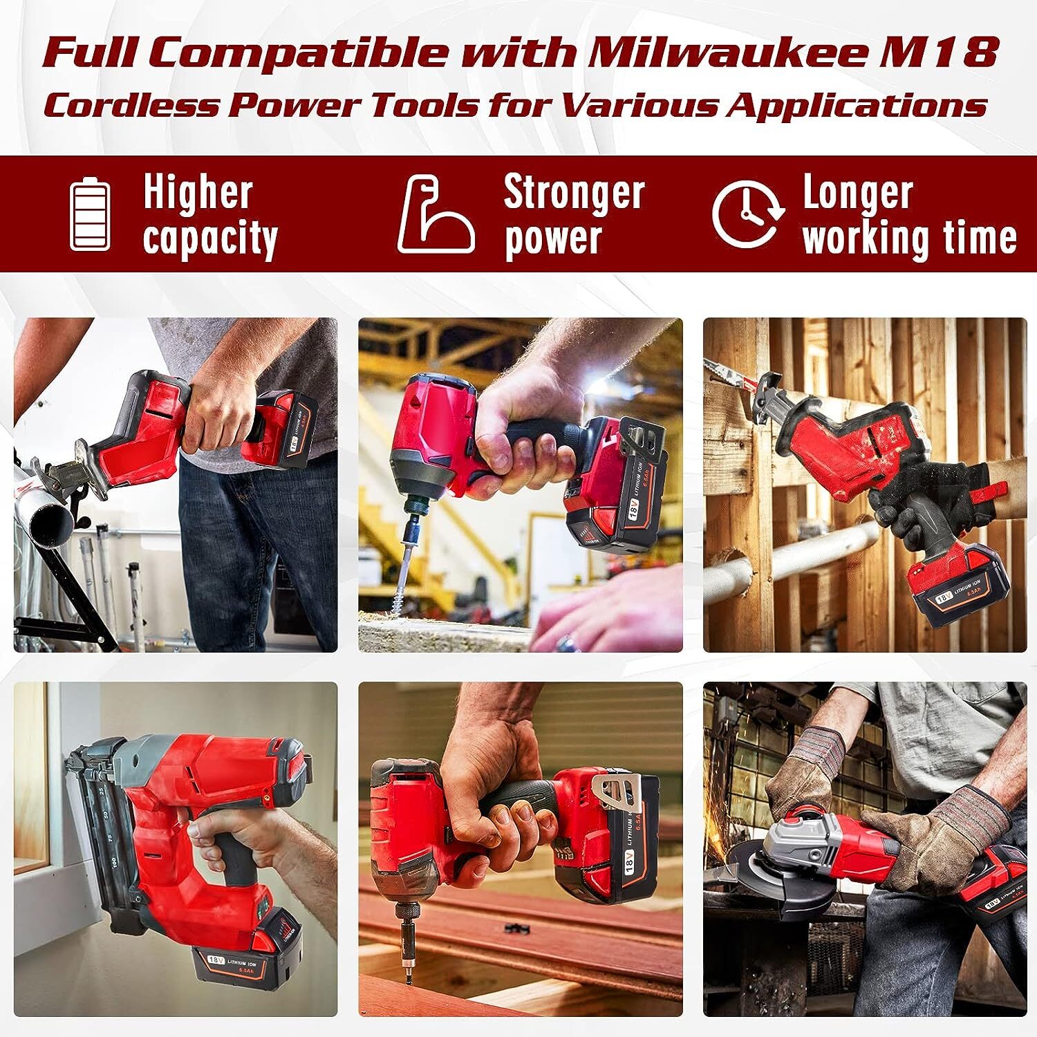 FOR Milwaukee M18 XC 6.0 High Output Battery 48-11-1860 48-11-1880 Lithium 12Ah