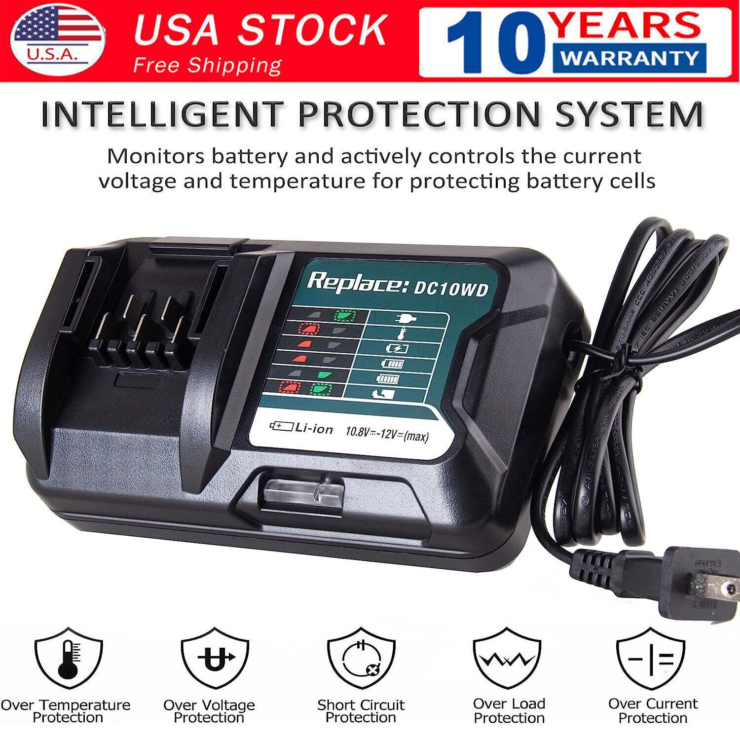 Battery Charger Replace For MAKITA 10.8V 12V DC10WD BL1015 BL1016 BL1021B BL1041