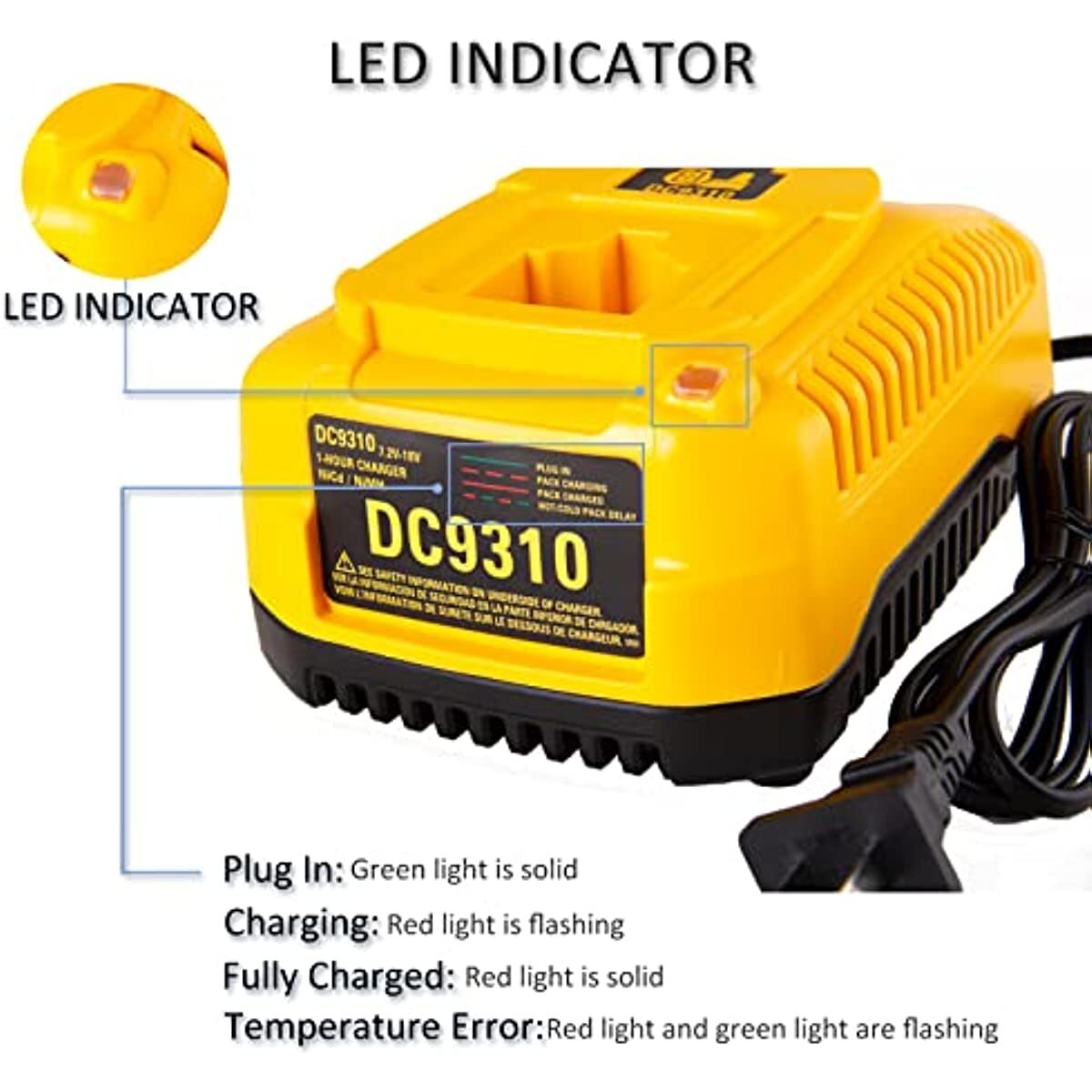 Fast Battery Charger DW9116 for Dewalt 7.2V-18V XRP DC9096 DC9091 Battery DC9310