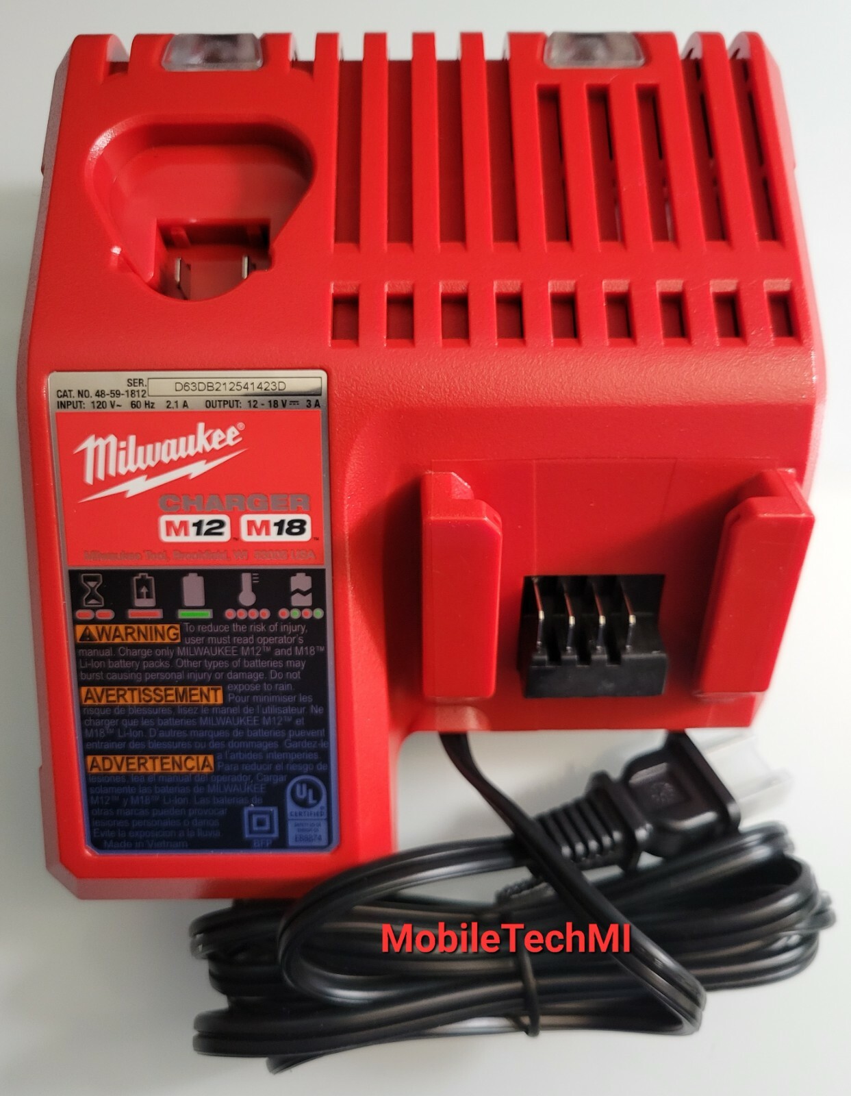 5x 5 Pack NEW Milwaukee M12/M18 Battery Charger GENUINE OEM 48-59-1812 18V 12V