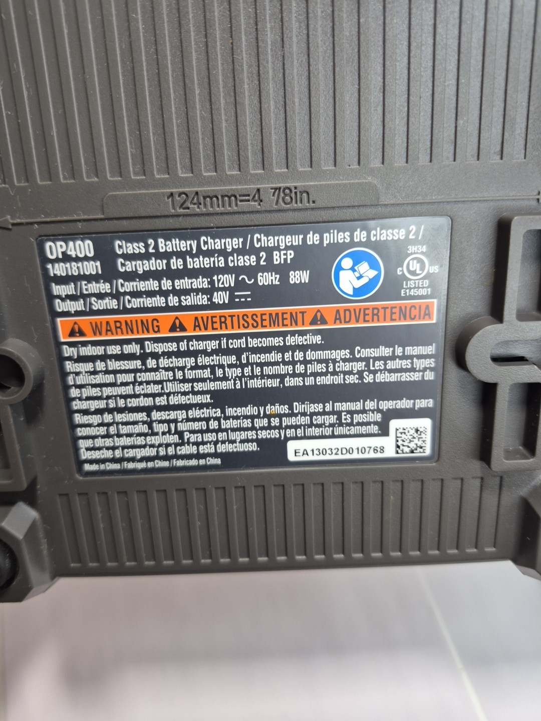 Ryobi 40V Lithium-Ion Rapid Charger OP400 Class 2 Battery Charger – Tested –