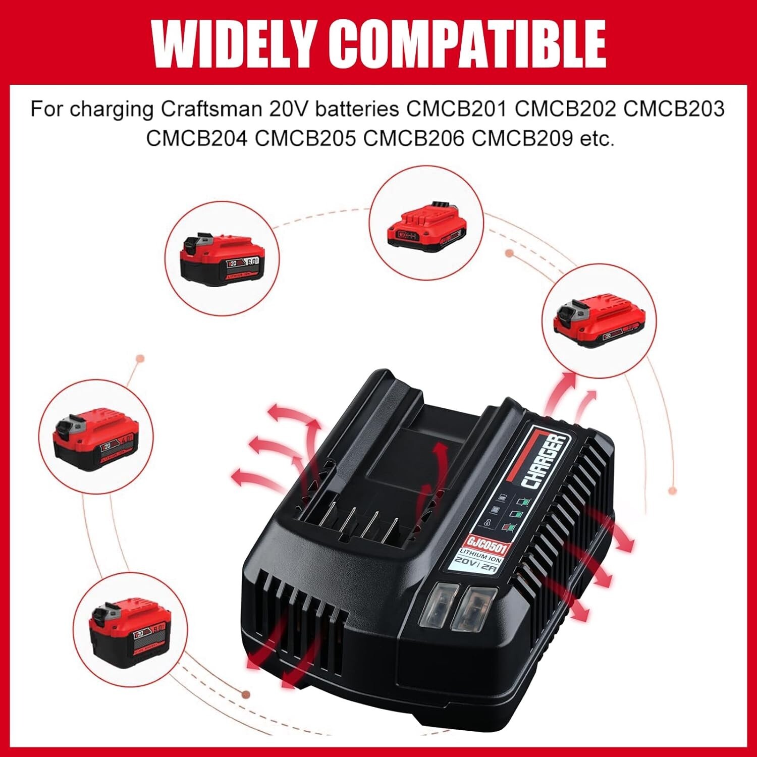 V20 20V Battery Fast Charger CMCB104 For Craftsman 20V Max Lithium ion Battery
