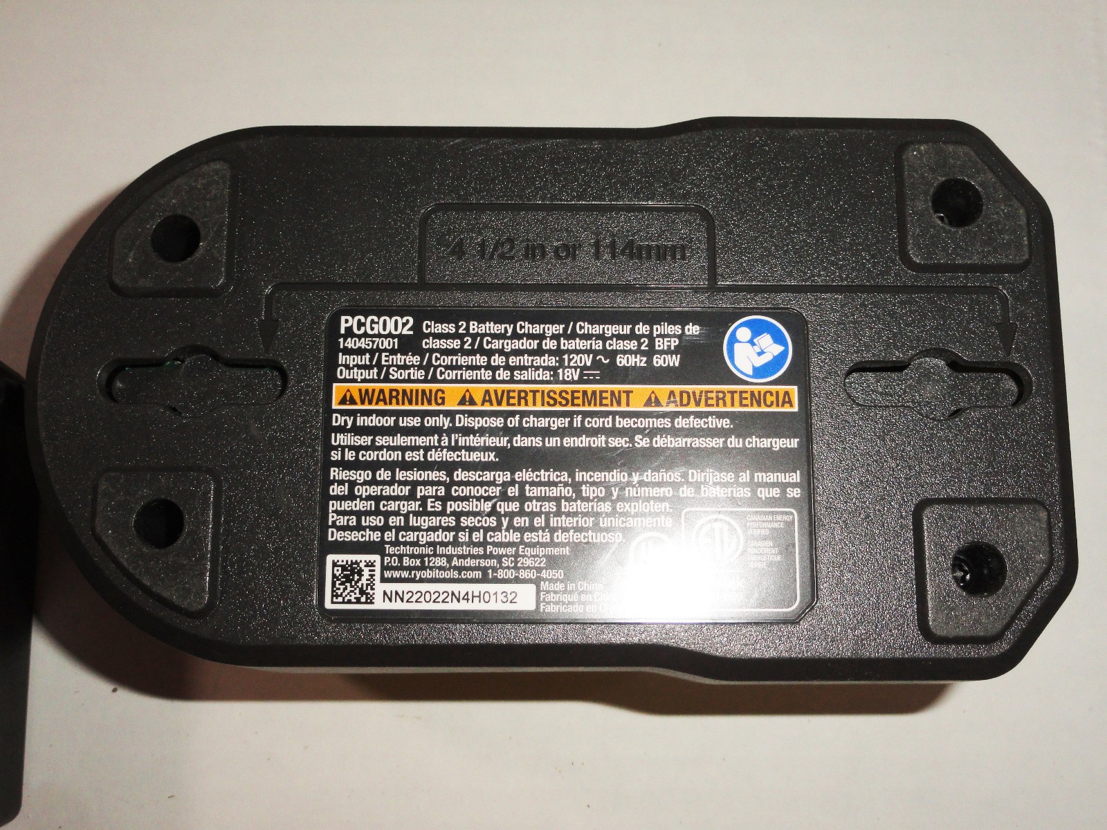 Ryobi ONE+ PCG002 Battery Charger 18V 0132