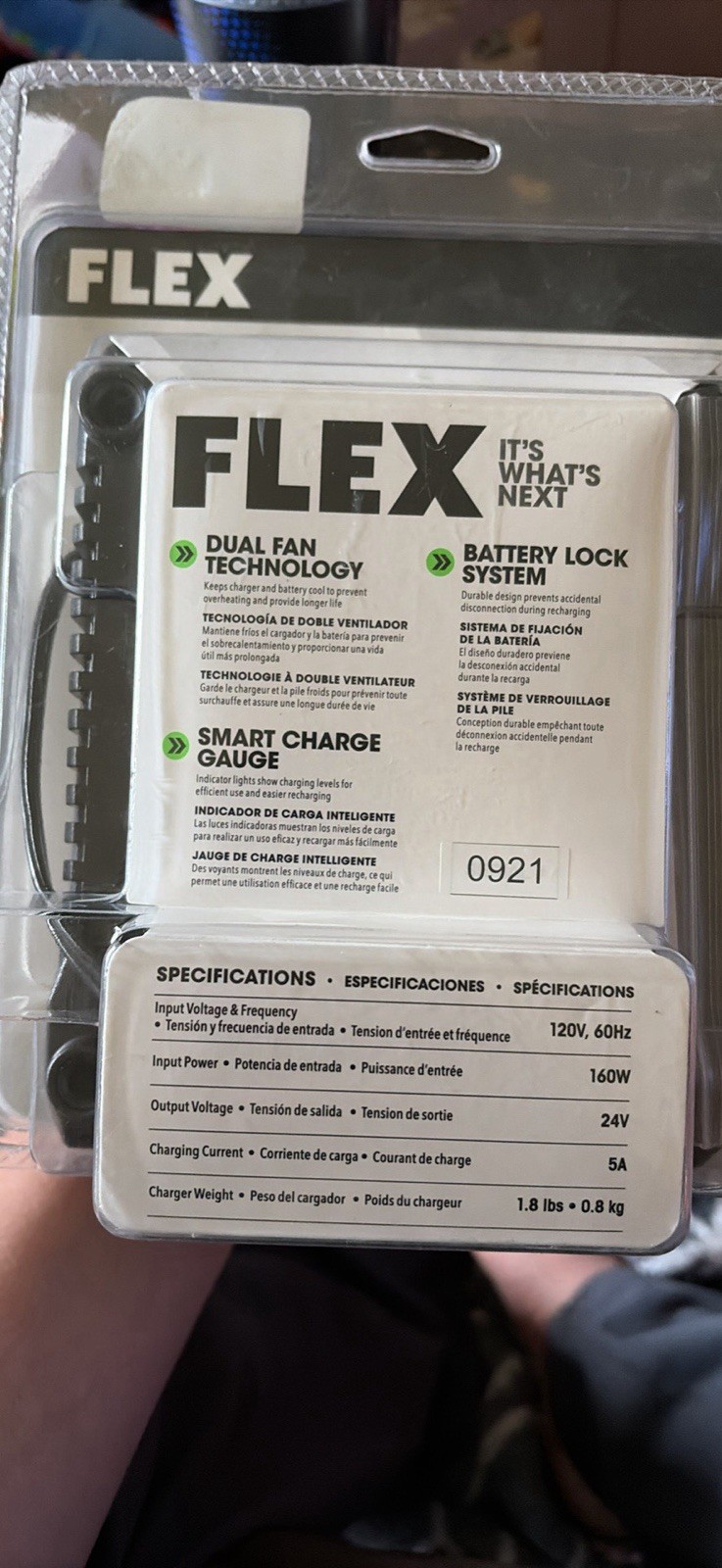 Flex 24V 160W FX0411 Battery Charger Dual Fan Smart Charge Gauge Gray