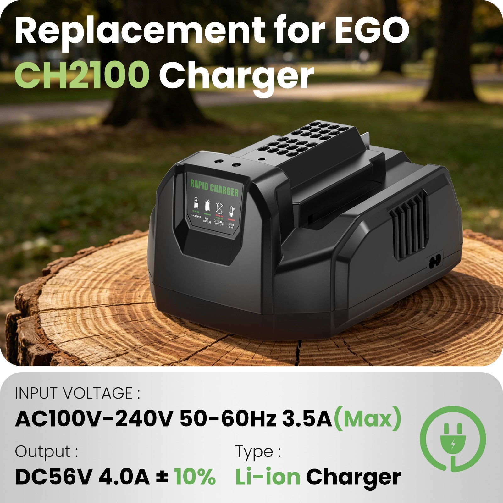 Fast Charger for EGO Battery Charger 56-Volt Lithium-ion Model CH2100 – NEW