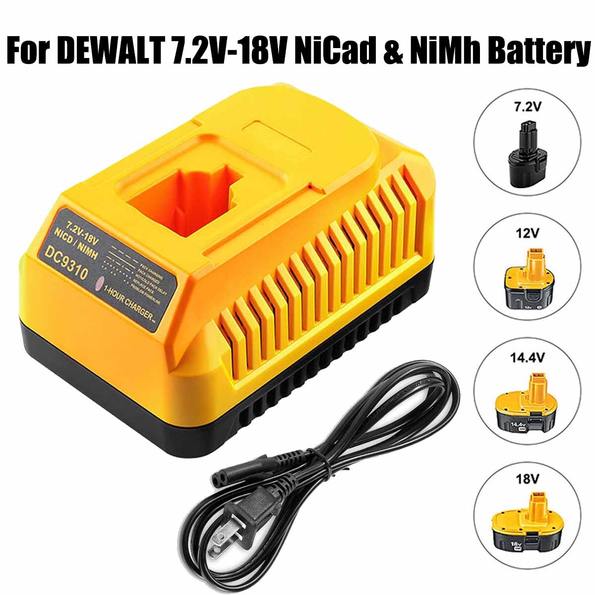 For Dewalt DC9310 Charger 7.2V-18V Ni-MH Ni-CD Battery DC9096 DC9091 DE9095