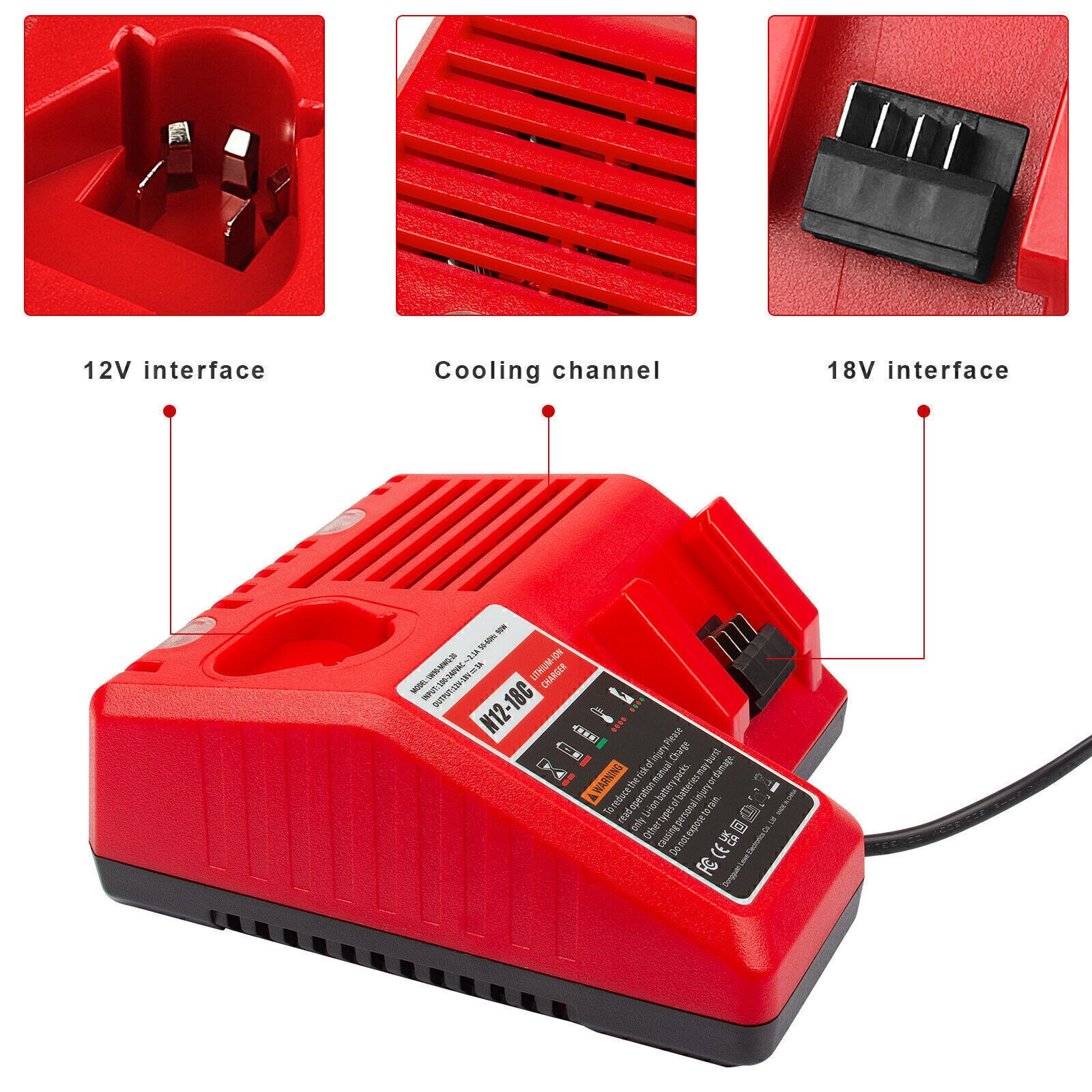For Milwaukee for M18 18V Battery Lithium 48-59-1812 1860 48-11-1860 Charger