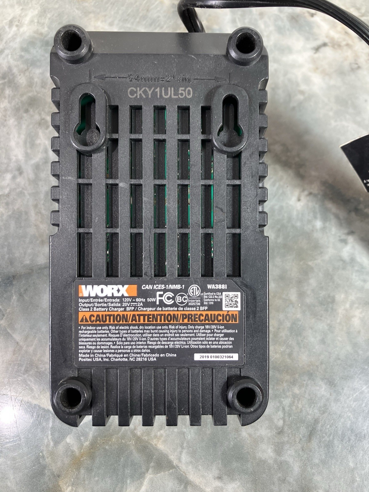 WORX WA3881 Power Share 18V 20V Max Lithium Quick Battery Charger