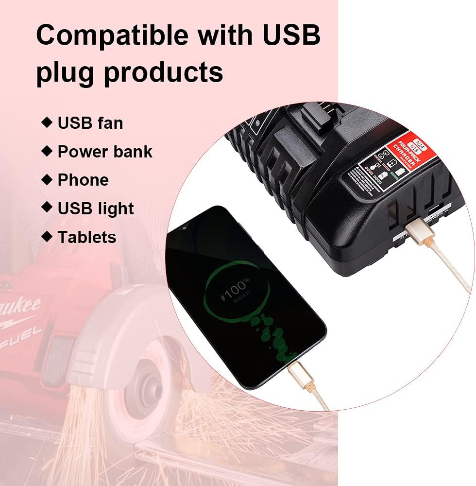 N18 Battery Charger, 4-Ports Simultaneous Rapid Charger for Milwaukee M18 18V Li
