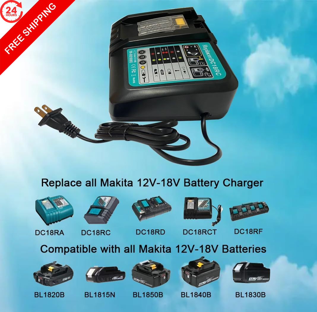 Anopiw DC18RC Replace Makita Charger DC18RD Medium, BLACK