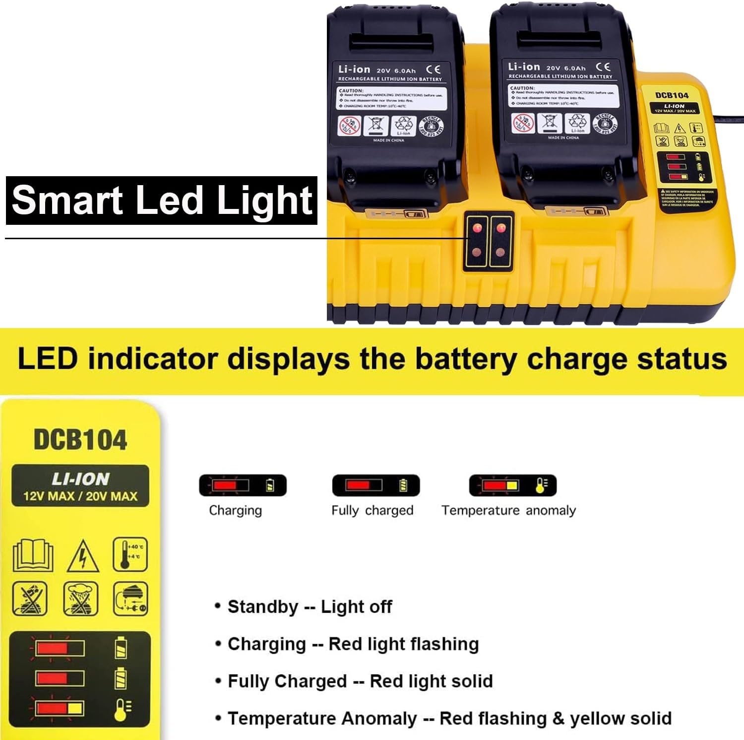 Dewalt DCB104 20V Max 4 Port Rapid Battery Charger Compatible Charger