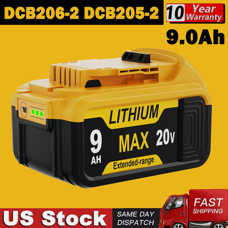 Pack For DeWalt 20V 20 Volt Max 9.0AH Lithium Ion Battery DCB206-2 DCB205-2 NEW