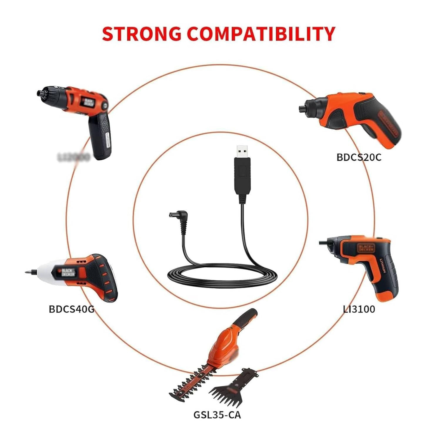 MEROM Charger Cord for Black and Decker LI3100 BDCS40G BDCS20C GSL35 Cordless Sc