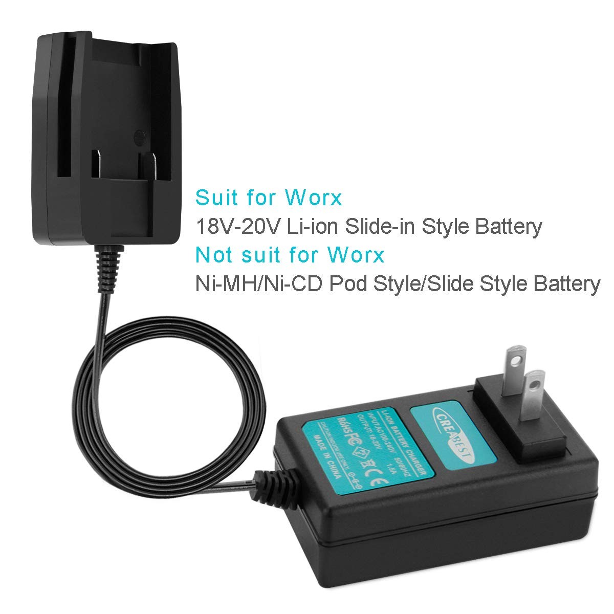 18V Charger For Worx WA3512.1 WA3512 WA3525 WA3520 WG180 WG166 Li-ion Battery