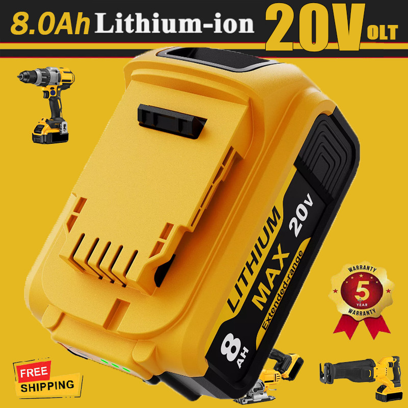 Pack For DeWalt 20V 20 Volt Max XR 8.0AH Lithium Ion Battery DCB206-2 DCB205-2