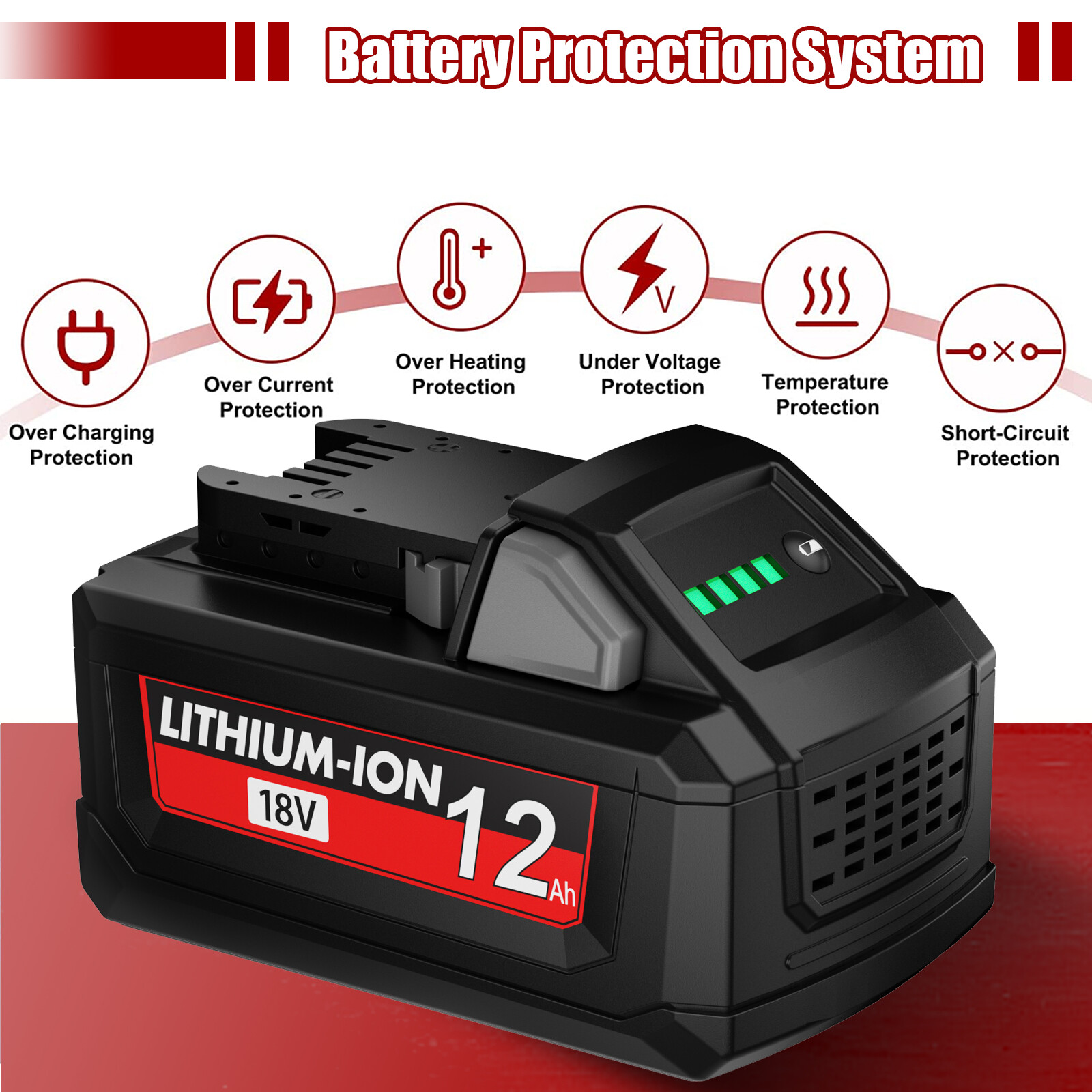 For Milwaukee for M18 Lithium 6.0AH Extended Capacity Battery 48-11-1860 1-4x US