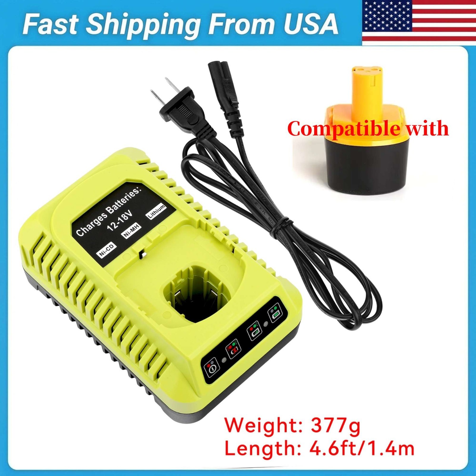P117 Charger For Ryobi 14.4V NiCad/NiMh Battery 1314702 1400144 1400655 1400656